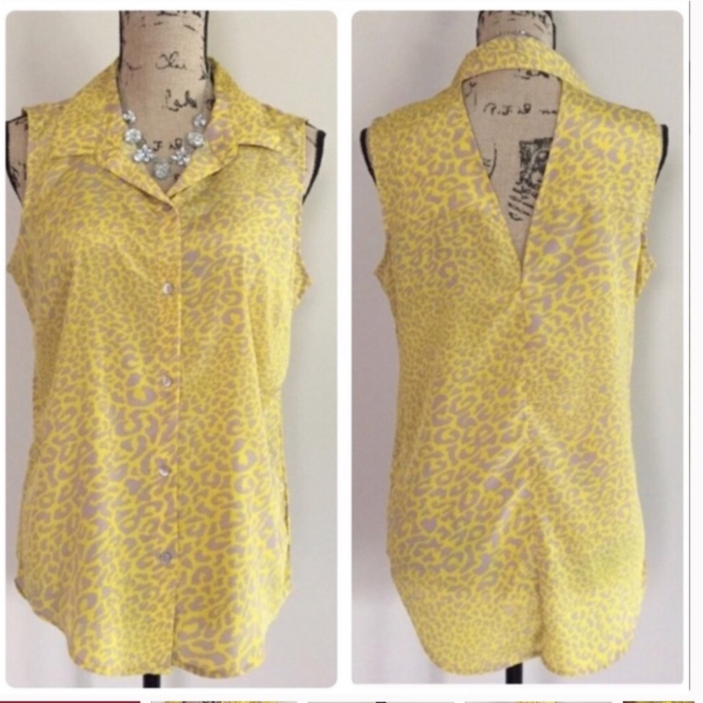 Tan & Yellow Leopard Blouse